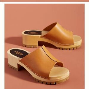 Swedish Hasbeens clog sandal 39 tan nature Ann Low style New in Box NIB